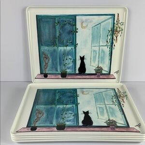 Cat in Window Tray by Catherine Piret Made in Italy Design Imports Set of 5